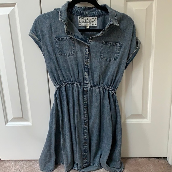 Pink Martini Denim dress distressed look - Picture 2 of 9